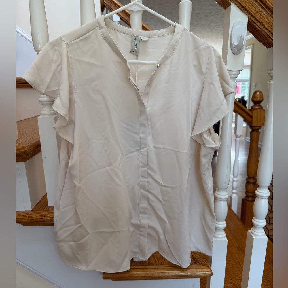 Joie Cream Ruffle Sleeve Blouse